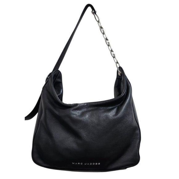 MARC JACOBS THE TEMPO LEATHER HOBO SHOULDER BAG BLACK - Picture 3 of 16